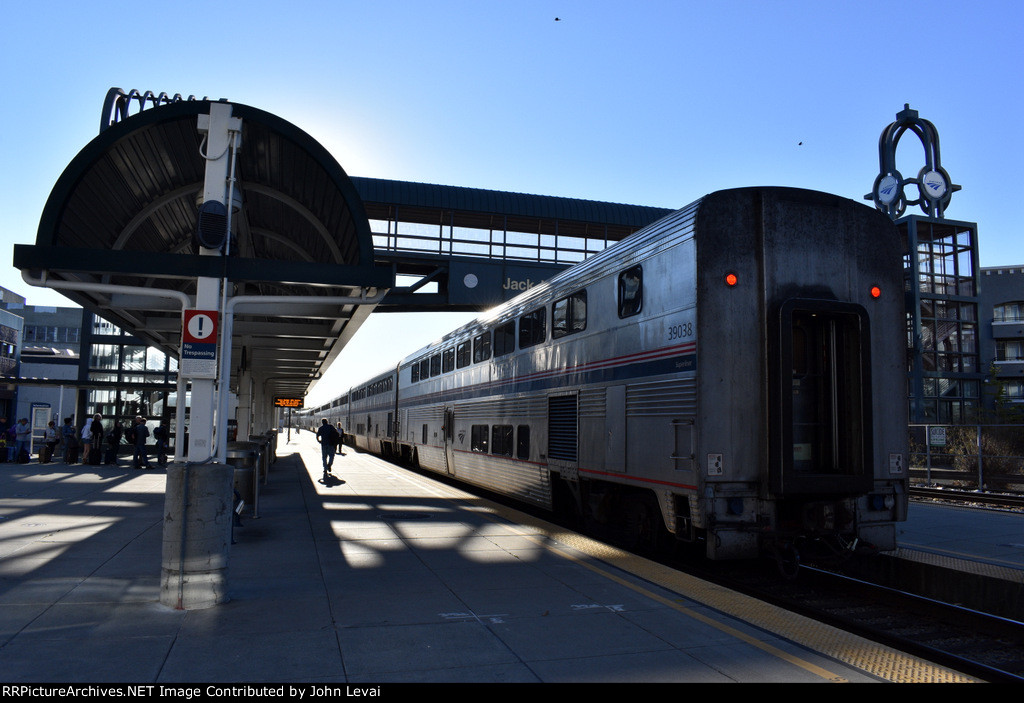 Rear of Amtrak Train # 11 at OKJ